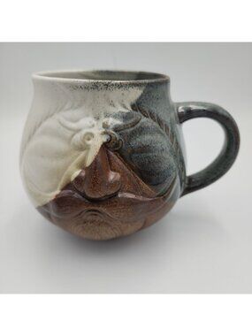 Pottery Craft USA Stoneware Face Mug Mustache Man Vintage Large Coffee Mug